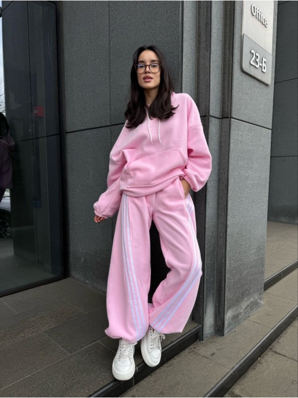 Жiночий теплий костюм iз флiса рожевого кольору 35971