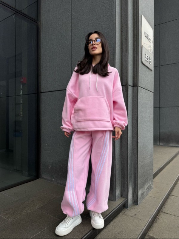 Жiночий теплий костюм iз флiса рожевого кольору 35971