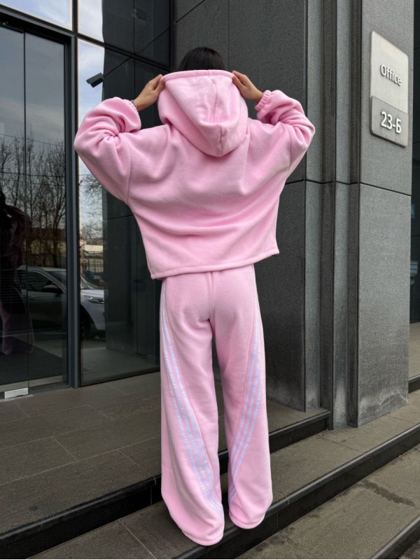 Жiночий теплий костюм iз флiса рожевого кольору 35971