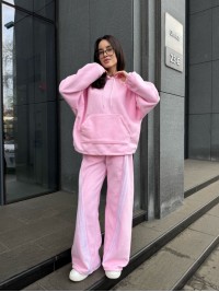 Жiночий теплий костюм iз флiса рожевого кольору 35971
