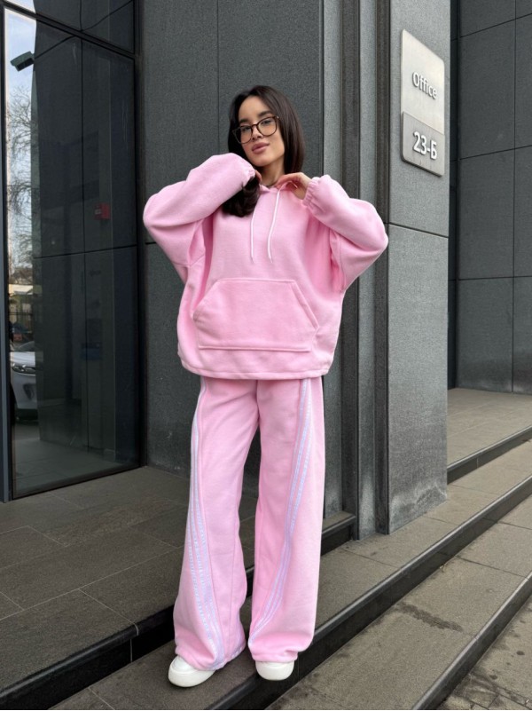 Жiночий теплий костюм iз флiса рожевого кольору 35971