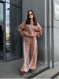 Жiночий теплий костюм iз флiса кавового кольору 35973