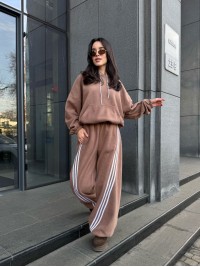 Жiночий теплий костюм iз флiса кавового кольору 35973