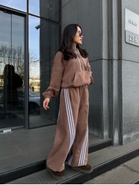 Жiночий теплий костюм iз флiса кавового кольору 35973