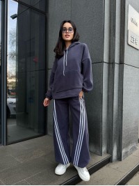 Жiночий теплий костюм iз флiса графiтового кольору 35974