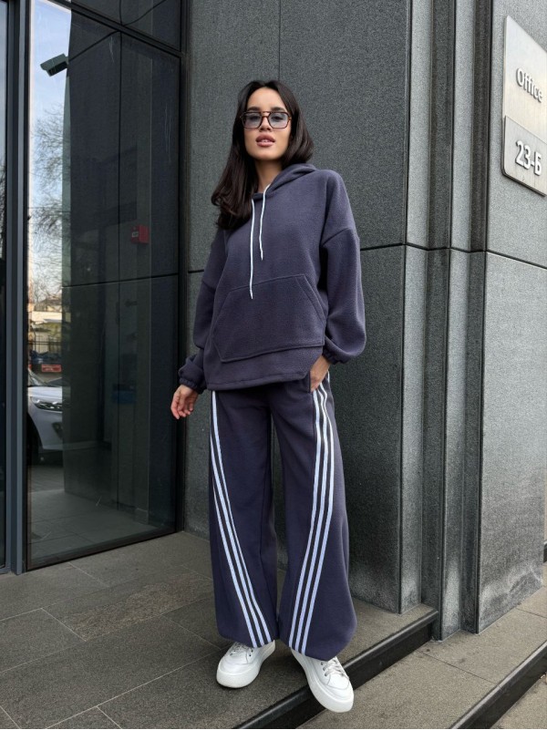 Жiночий теплий костюм iз флiса графiтового кольору 35974