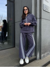 Жiночий теплий костюм iз флiса графiтового кольору 35974