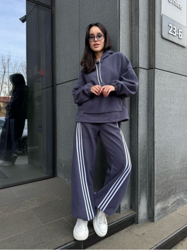 Жiночий теплий костюм iз флiса графiтового кольору 35974