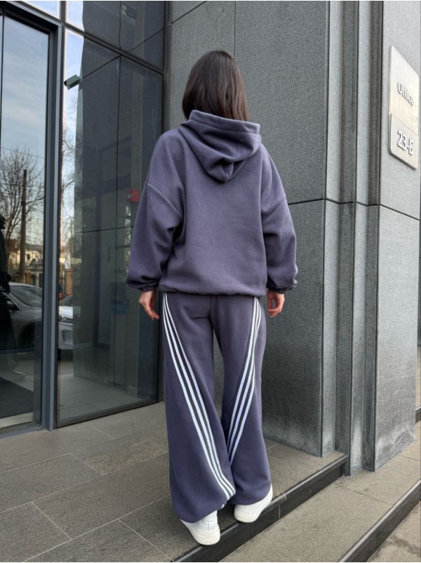 Жiночий теплий костюм iз флiса графiтового кольору 35974