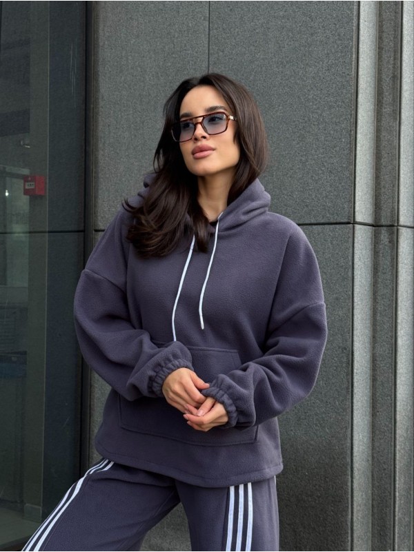 Жiночий теплий костюм iз флiса графiтового кольору 35974