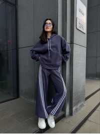 Жiночий теплий костюм iз флiса графiтового кольору 35974