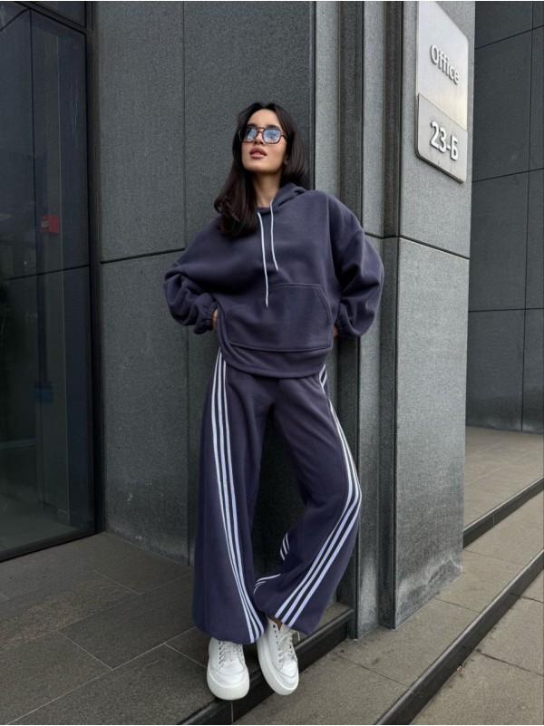 Жiночий теплий костюм iз флiса графiтового кольору 35974