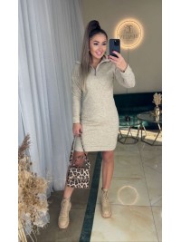 Базова ангорова сукня міні бежевого кольору 35975