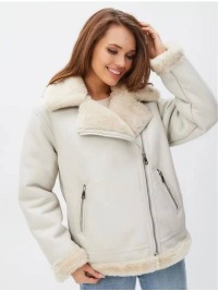 Жіноча дублянка молочного кольору 35977