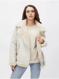Жіноча дублянка молочного кольору 35977