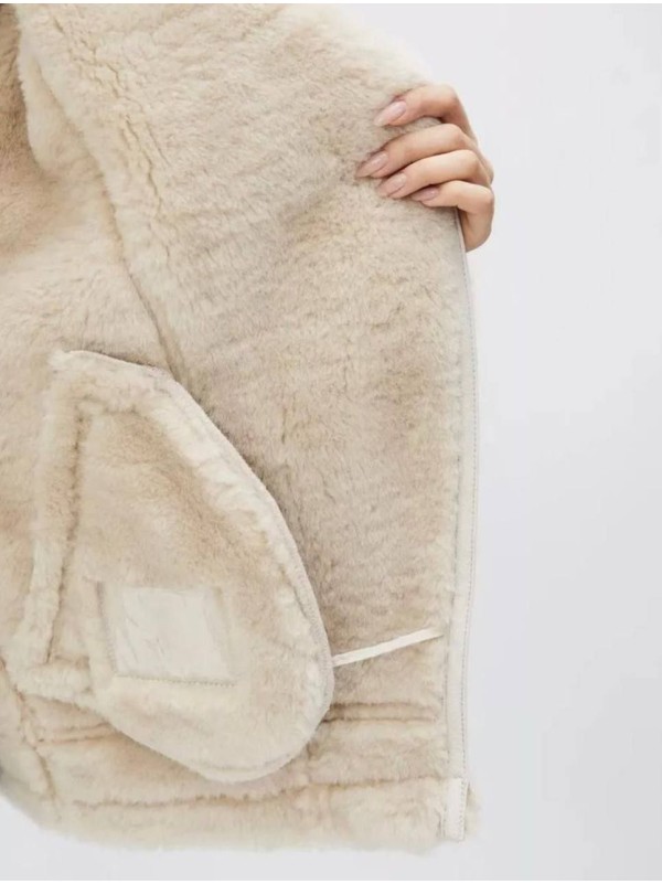 Жіноча дублянка молочного кольору 35977