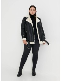 Жіноча дублянка на запах чорного кольору 359768