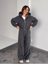 Жіночий теплий костюм iз фліса графiтового кольору 35981