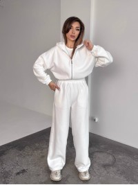 Жіночий теплий костюм iз фліса молочного кольору 35982