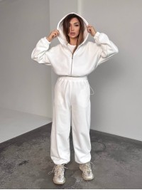 Жіночий теплий костюм iз фліса молочного кольору 35982