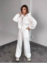 Жіночий теплий костюм iз фліса молочного кольору 35982