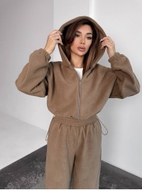 Жіночий теплий костюм iз фліса кавового кольору 35984