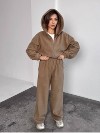 Жіночий теплий костюм iз фліса кавового кольору 35984