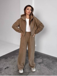 Жіночий теплий костюм iз фліса кавового кольору 35984