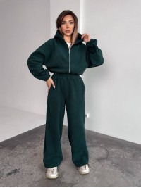 Жіночий теплий костюм iз фліса зеленого кольору 35985