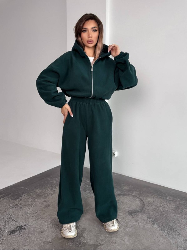 Жіночий теплий костюм iз фліса зеленого кольору 35985