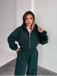 Жіночий теплий костюм iз фліса зеленого кольору 35985