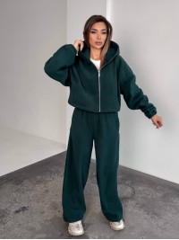 Жіночий теплий костюм iз фліса зеленого кольору 35985