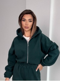 Жіночий теплий костюм iз фліса зеленого кольору 35985