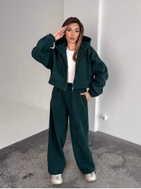 Жіночий теплий костюм iз фліса зеленого кольору 35985