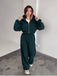 Жіночий теплий костюм iз фліса зеленого кольору 35985