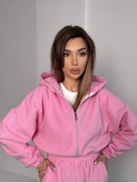 Жіночий теплий костюм iз фліса рожевого кольору 35987