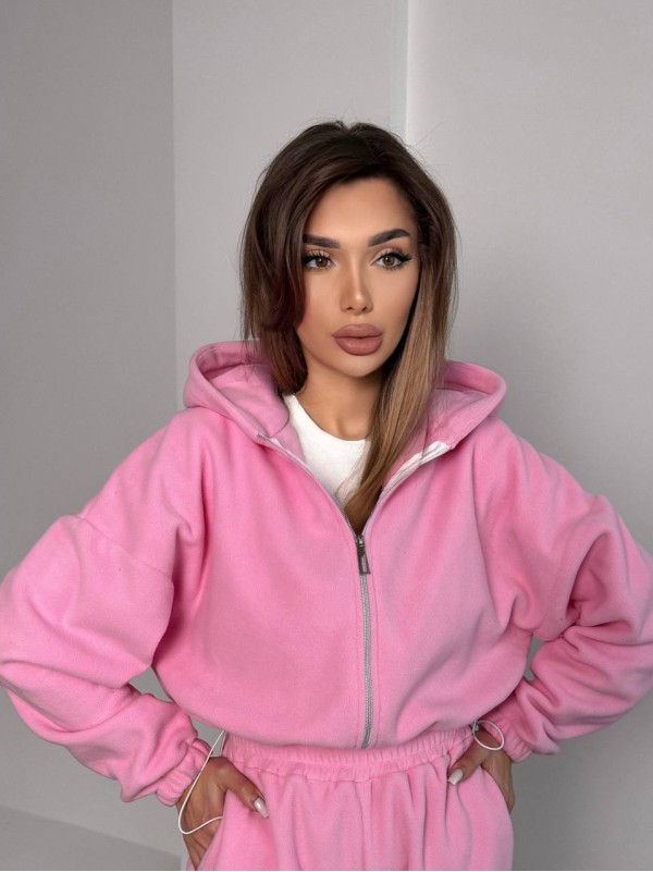 Жіночий теплий костюм iз фліса рожевого кольору 35987