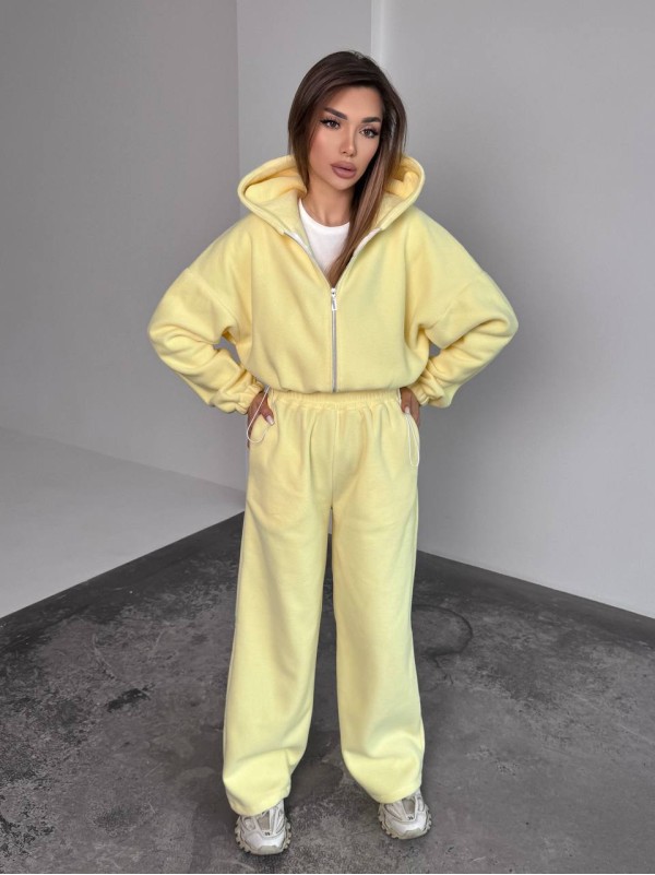 Жіночий теплий костюм iз фліса жовтого кольору 35988