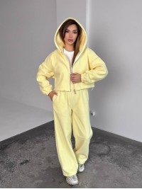 Жіночий теплий костюм iз фліса жовтого кольору 35988