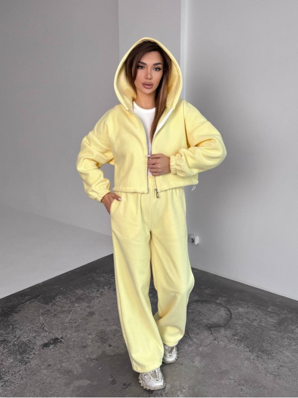 Жіночий теплий костюм iз фліса жовтого кольору 35988