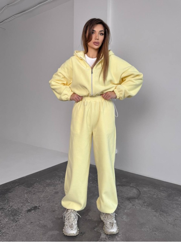 Жіночий теплий костюм iз фліса жовтого кольору 35988