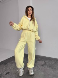 Жіночий теплий костюм iз фліса жовтого кольору 35988