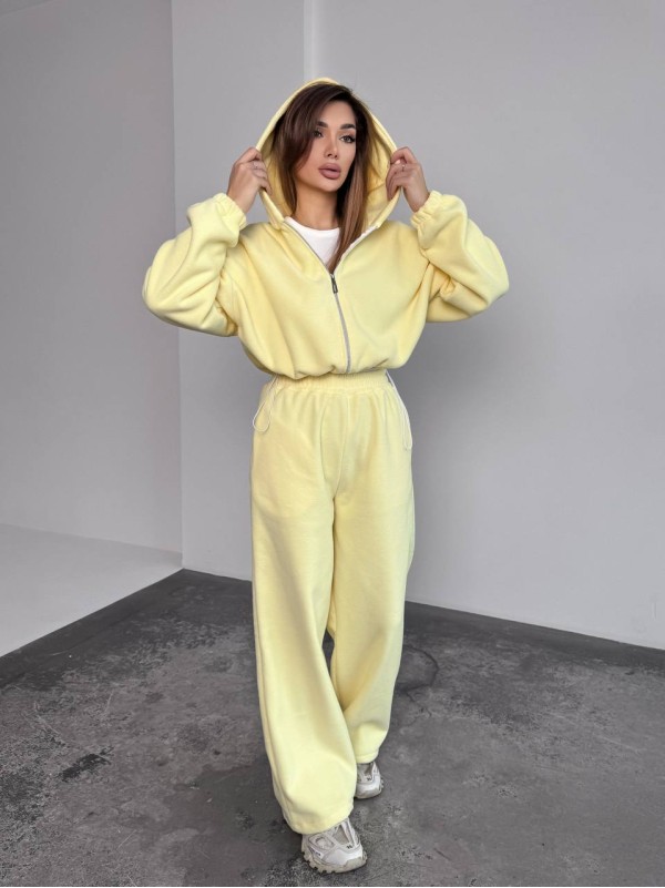 Жіночий теплий костюм iз фліса жовтого кольору 35988