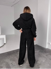 Жіночий теплий костюм iз фліса чорного кольору 35989