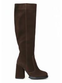 Жіночі замшеві ботфорти (Європейка) коричневого кольору 35992