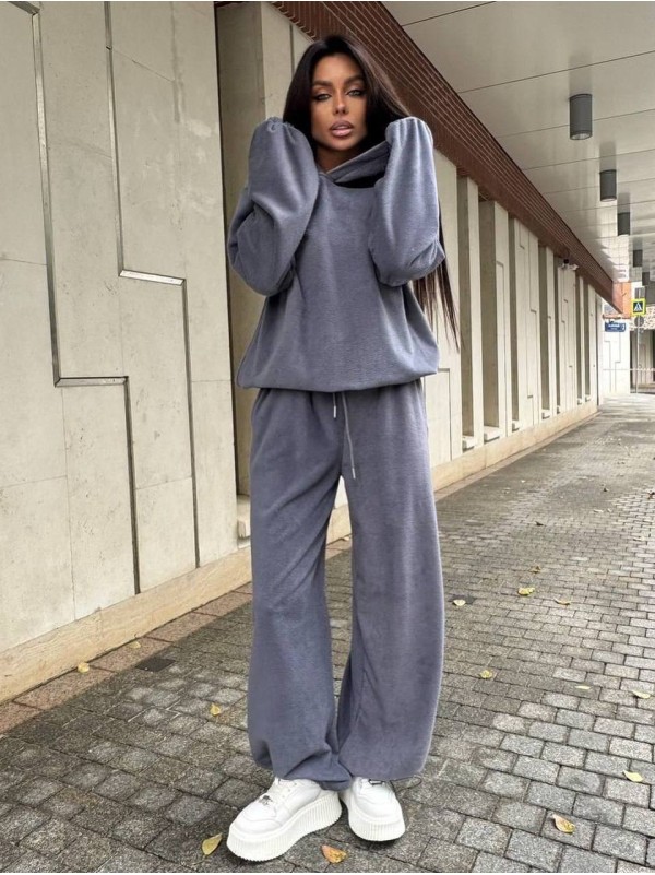 Жiночий теплий костюм з флiсi сiрого кольору 36003