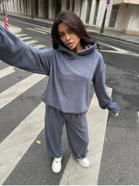 Жiночий теплий костюм з флiсi сiрого кольору 36003