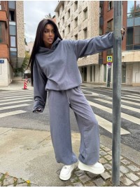 Жiночий теплий костюм з флiсi сiрого кольору 36003