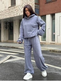 Жiночий теплий костюм з флiсi сiрого кольору 36003