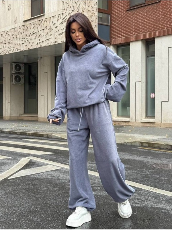 Жiночий теплий костюм з флiсi сiрого кольору 36003